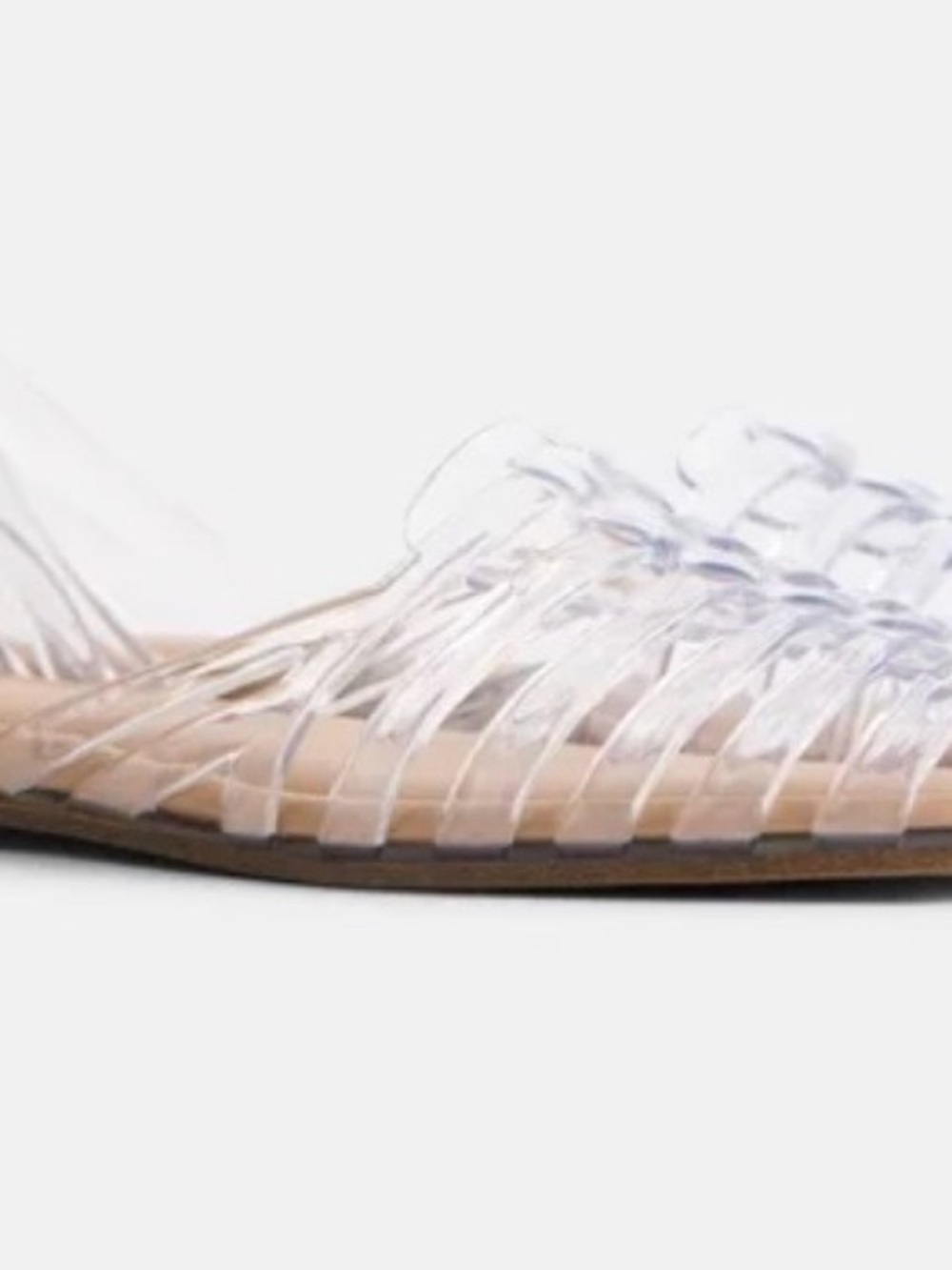Time and Tru Clear Strappy Sandals with Tan Footbed - Women NEW - Picture 2 of 5